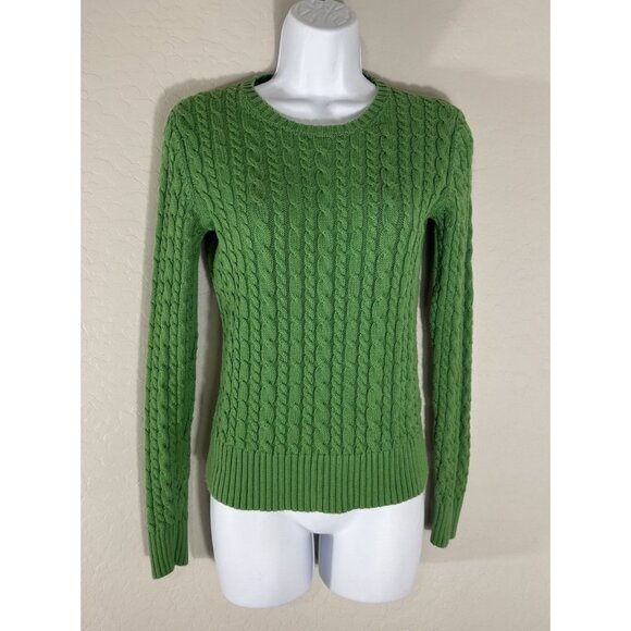 GAP Sweater M Cable Knit Stretch Pullover Crewneck  Vintage Y2k Slime Green 00’s - Picture 3 of 7